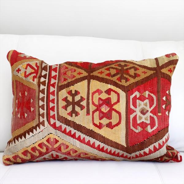 オールドキリムクッションカバー 長方形 枕型ビッグピロー Lumbar Pillow 59x39cm...