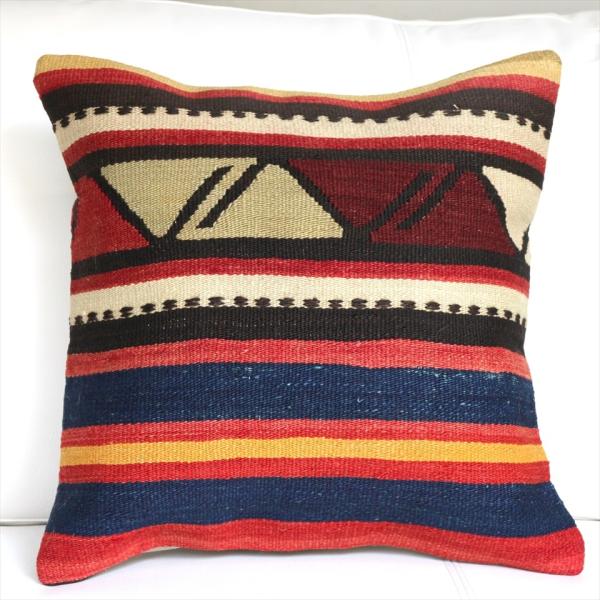 オールドキリムクッションカバー40cmサイズ/Old Kilim Cushion ブルー レッド イ...