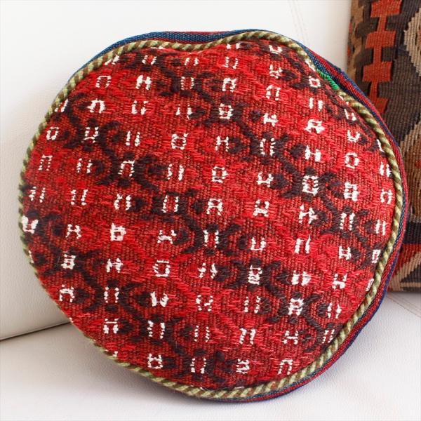 ガジャリキリムクッションカバー 円形 ラウンド型 /Mサイズφ29x6cmジジムのボーダー