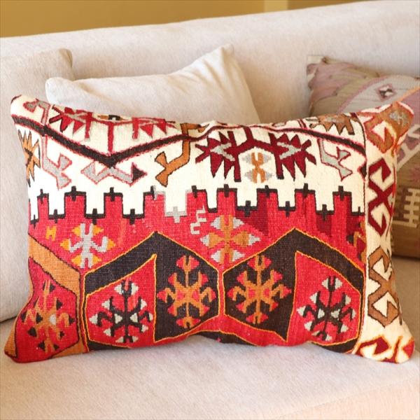 オールドキリムクッション 長方形ビッグピロー Turkish Old Kilim Cushion60...