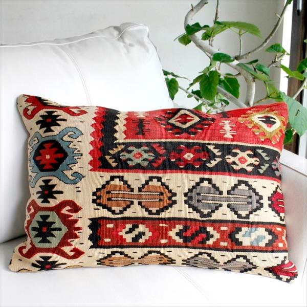 オールドキリムクッション 長方形ビッグピロー Turkish Old Kilim Cushion60...