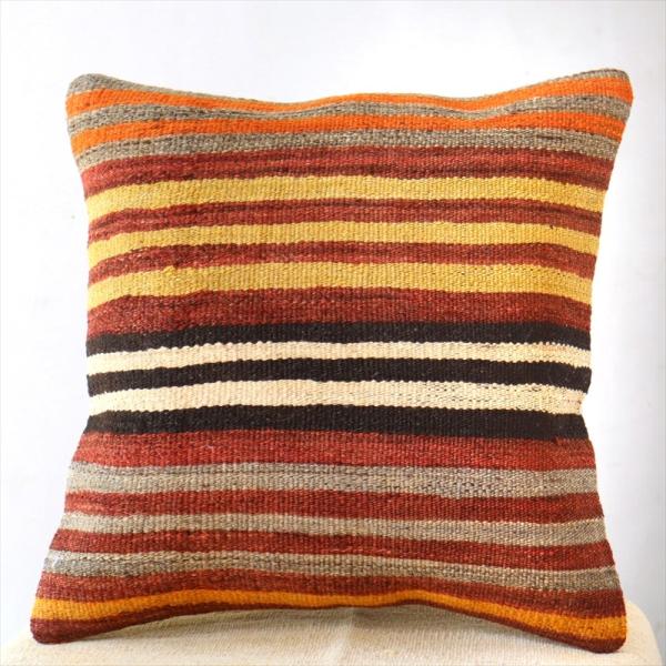 オールドキリムクッションカバー 40cm Old Kilim Cushion シンプルボーダー