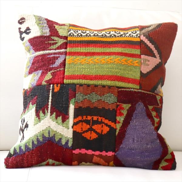 オールドキリムクッションカバー45cm Turkish Kilim Cushion トルコのウール手...