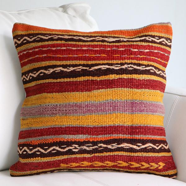 オールドキリム　クッションカバー 40cm Old Kilim Cushion 麦の穂のジジム