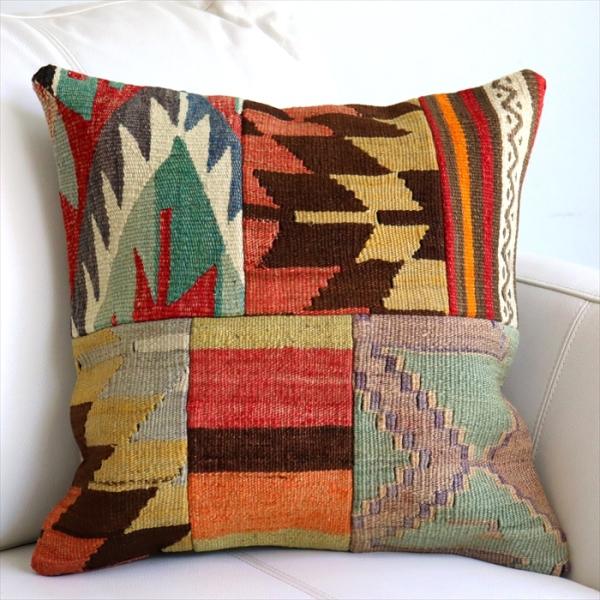 オールドキリムクッションカバー 40cm /Old Kilim Cushion パッチワーク トルコ...