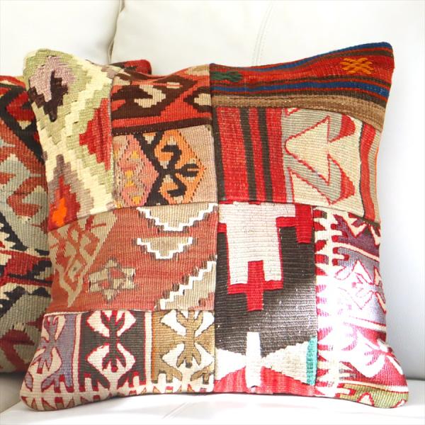 オールドキリム クッションカバー 40cmサイズ パッチワーク