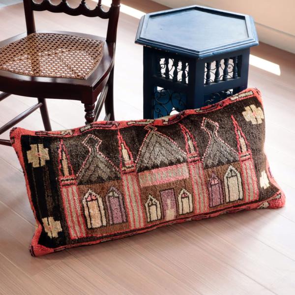 ヴィンテージラグ クッションカバー43×84cmヤストゥク 尖塔を持つモスク