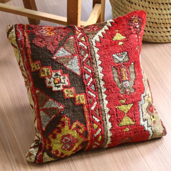 クッションカバー ヴィンテージ パイル織り 40×40cmトルコ絨毯 シワス地方