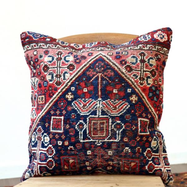 アンティークラグ クッションカバー 50×50cm カシュカイ族 手織り絨毯