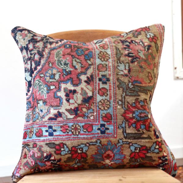 パイル織り絨毯 クッションカバー 50×50cm ヴィンテージ　タブリーズ