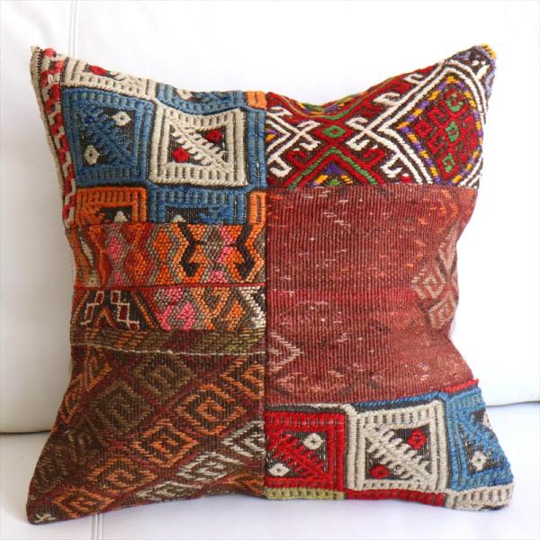 オールドキリムクッションカバー 45×44cm パッチワーク Old Kilim Cushion