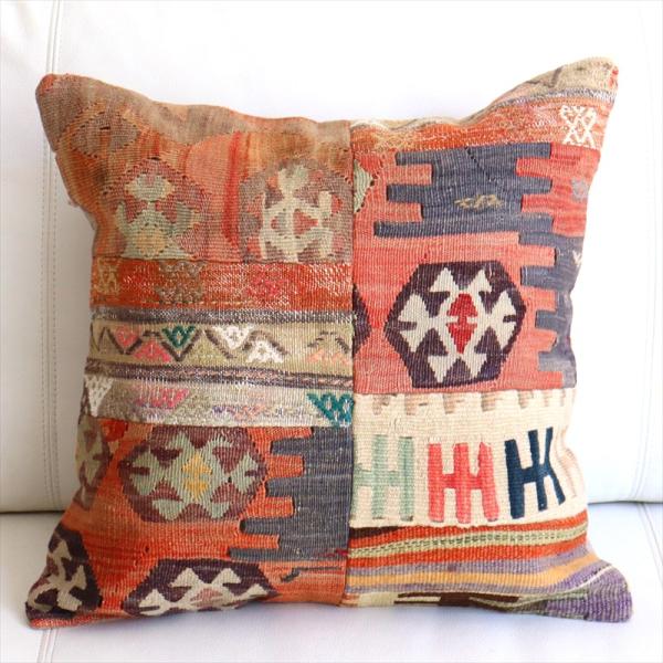 オールドキリムクッションカバー 44×44cm パッチワーク Old Kilim Cushion