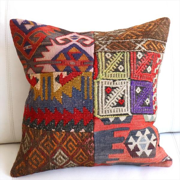 パッチワーククッションカバー 44×44cm オールドキリムクッション Old Kilim Cush...