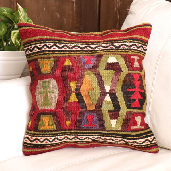 オールドキリム クッションカバー 40cm角 40×40cm アフィヨン　雄羊の角コチボユヌズ
