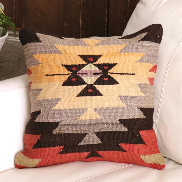 オールドキリム クッションカバー 40cm角 40×40cm アダナ　イーブルアイ　ジグザグ