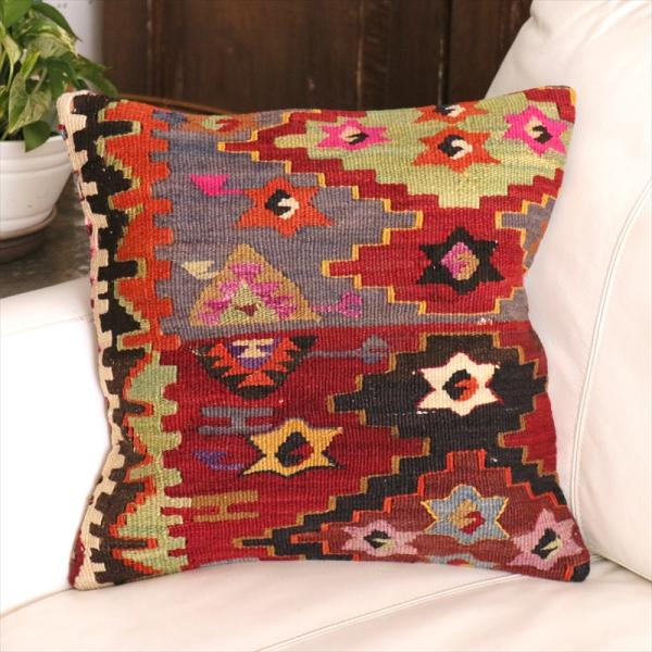 オールドキリム クッションカバー 40cm角 40×40cm アンテップ　ソロモンの星