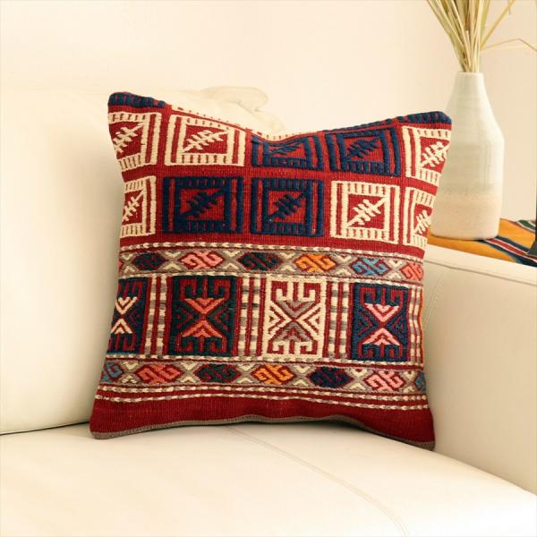 オールドキリムクッションカバー 40×40cm バルケスィル・ジジム Old Kilim Cushi...
