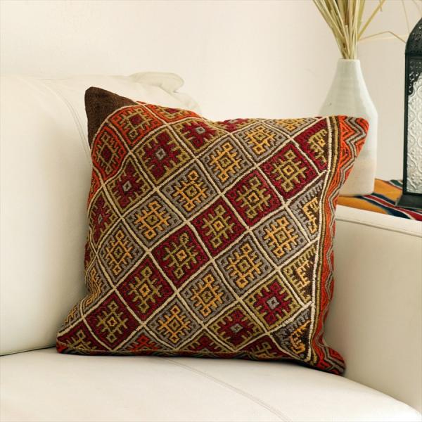 オールドキリム クッションカバー 40×39cm ひし形のジジム Old Kiilim Cushio...