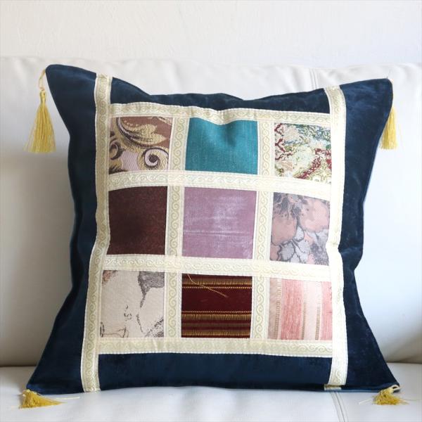 シュニール素材 モザイククッションカバー 45cmサイズ パッチワーク