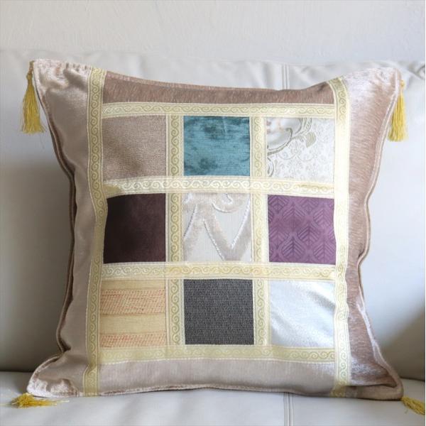 シュニール素材 モザイククッションカバー 45cmサイズ パッチワーク