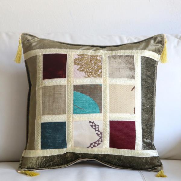 シュニール素材 モザイククッションカバー 45cmサイズ パッチワーク