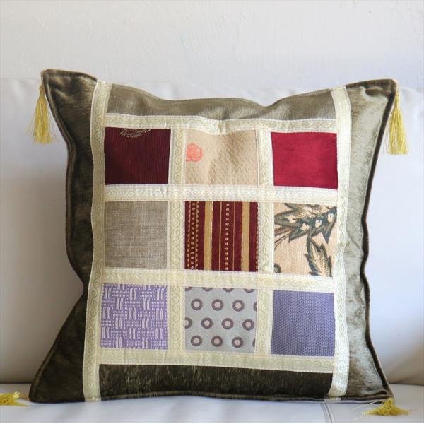 シュニール素材 モザイククッションカバー 45cmサイズ パッチワーク