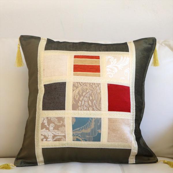 シュニール素材 モザイククッションカバー 45cmサイズ パッチワーク