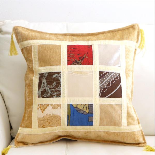 シュニール素材 モザイククッションカバー 45cmサイズ パッチワーク