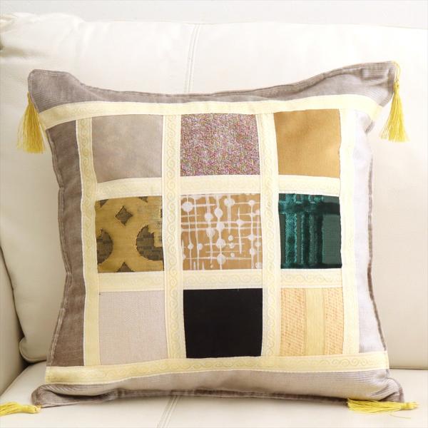 シュニール素材 モザイククッションカバー 45cmサイズ パッチワーク