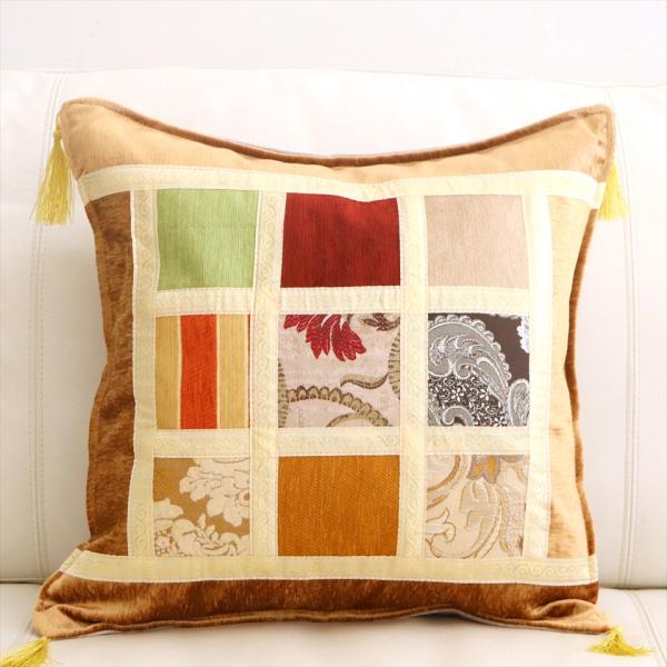 シュニール素材 モザイククッションカバー 45cmサイズ パッチワーク