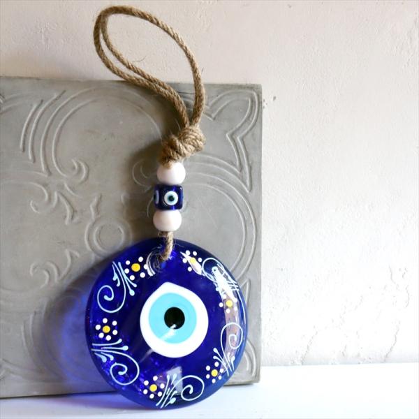 ナザルボンジュウ ハンドペイント 直径11cm　フラワー　ロープ飾り