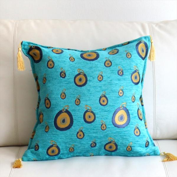 クッションカバー 45x45cm トルコデザイン　シュニール素材のクッションカバー ナザルルック（ナ...