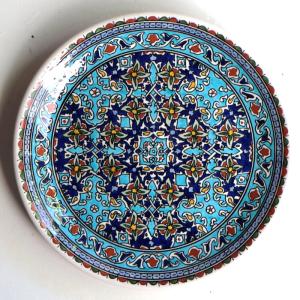 トルコ・キュタフヤ陶器 飾り絵皿 直径31cm アラベスク文様 オットマン