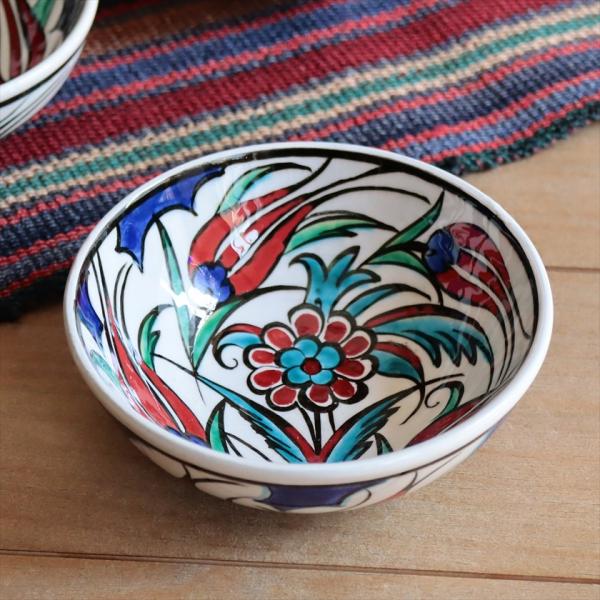 トルコ陶器 手書きボウル 直径12.5cm チューリップ フラワー Turkish Hand Pai...