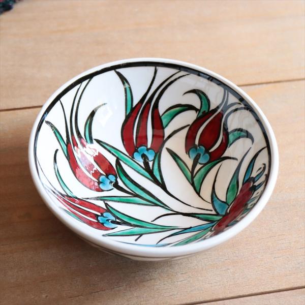 トルコ陶器 手書きボウル 直径12.5cm チューリップ Turkish Hand Paint bo...