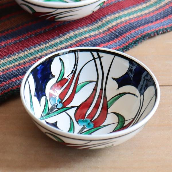 トルコ陶器 手書きボウル 直径12.5cm チューリップ Turkish Hand Paint bo...