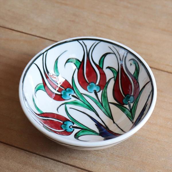 トルコ陶器 手書きボウル 直径12cm チューリップ Turkish Hand Paint bowe...