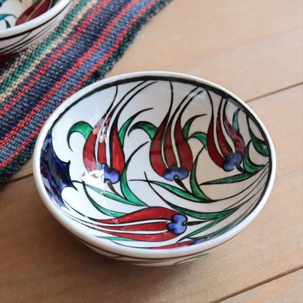 トルコ陶器 手書きボウル 直径12cm チューリップ Turkish Hand Paint bowe...