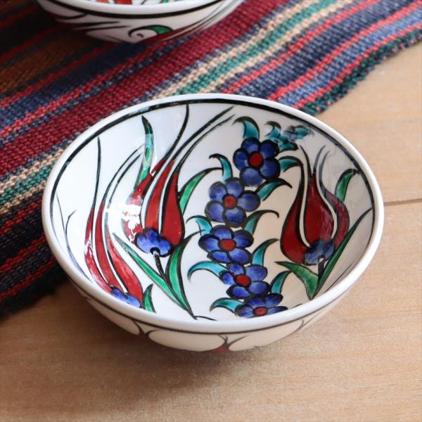 トルコ陶器 手書きボウル 直径12cm チューリップ フラワー Turkish Hand Paint...