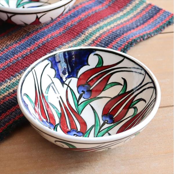 トルコ陶器 手書きボウル 直径12cm チューリップ Turkish Hand Paint bowe...