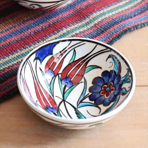 トルコ陶器 手書きボウル 直径12.5cm チューリップ Turkish Hand Paint bo...