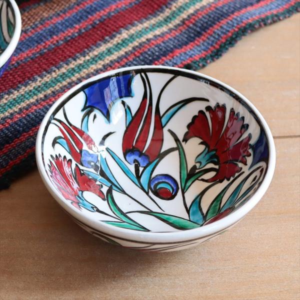 トルコ陶器 手書きボウル 直径12.5cm チューリップ Turkish Hand Paint bo...
