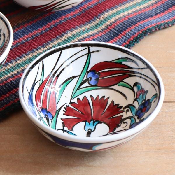 トルコ陶器 手書きボウル 直径12.5cm チューリップ Turkish Hand Paint bo...