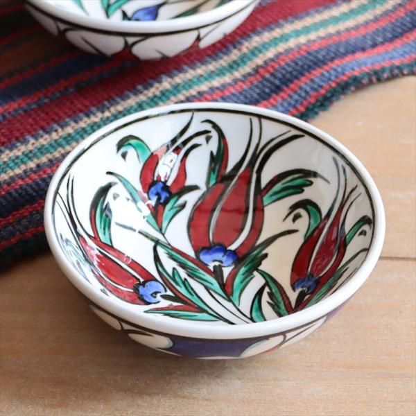 トルコ陶器 手書きボウル 直径12.5cm チューリップ Turkish Hand Paint bo...