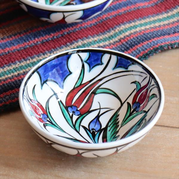 トルコ陶器 手書きボウル 直径12.5cm チューリップ Turkish Hand Paint bo...