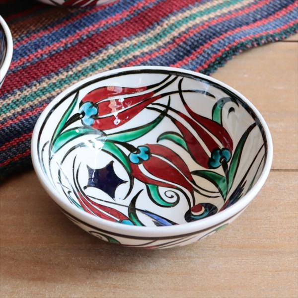 トルコ陶器 手書きボウル 直径12.5cm チューリップ Turkish Hand Paint bo...