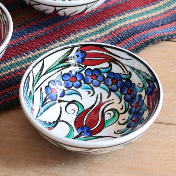 トルコ陶器 手書きボウル 直径12.5cm チューリップ Turkish Hand Paint bo...