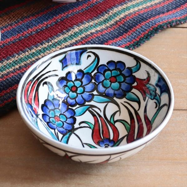 トルコ陶器 手書きボウル 直径12.5cm チューリップ フラワー Turkish Hand Pai...