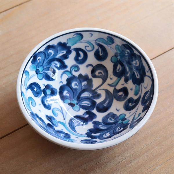 トルコ陶器 手書きボウル 直径12cm ブルーフラワー Turkish Hand Paint bow...