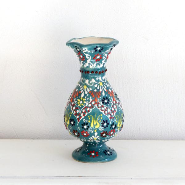 トルコ陶器 花瓶 チューリップ型 Sサイズ 高さ15×直径7.5cm フラワーベース フラワーデザイ...